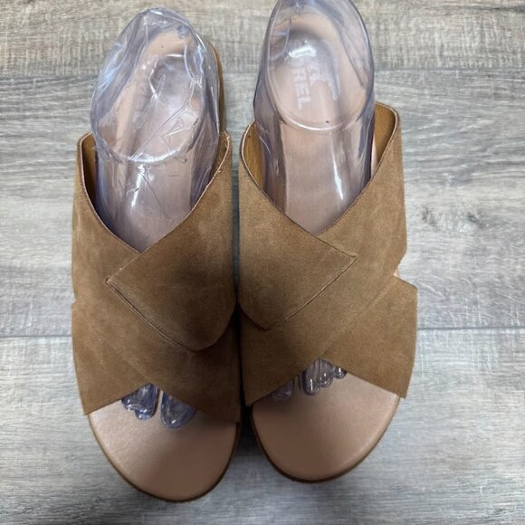 Sorel Cameron Brown Suede Crosstrap Slide Sandal Women's Size 11 - Picture 2 of 7